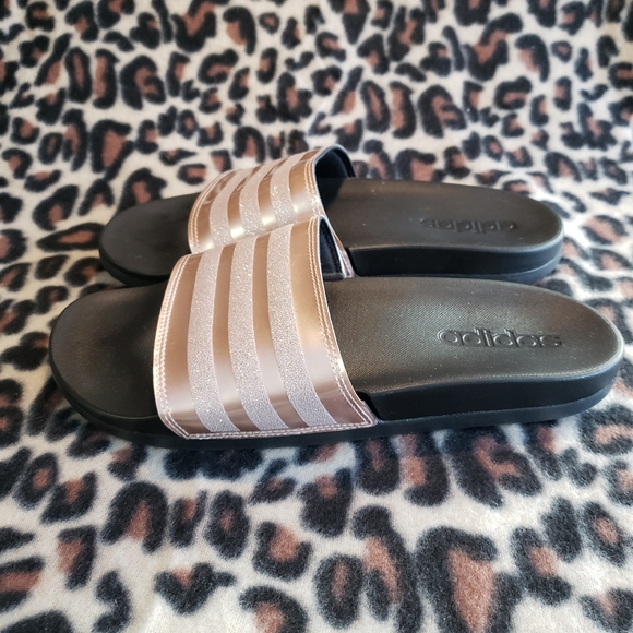 rose gold adilette comfort slides